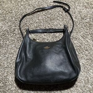Coach Harley East West Shoulder Bag Black Pebbled Leather F38259